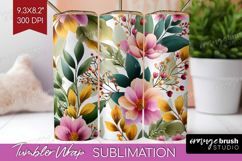 3D Flowers Tumbler Wrap - Summer Tumbler PNG Sublimation Product Image 1