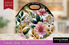 3D Flowers Lunch Bag - Summer Lunch Bug PNG Sublimation Product Image 1