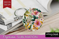 3D Flowers Keychain PNG - Summer Keychain Sublimation Product Image 1