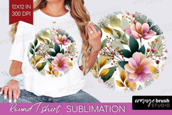 3D Flowers Round Tshirt Background - Summer PNG Sublimation Product Image 1