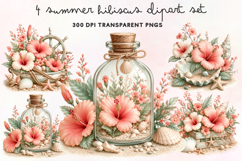 Summer Hibiscus Clipart PNG Product Image 1