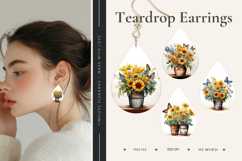 Sunflower Teardrop Earring Sunflower Bee Sublimation_3 Product Image 1