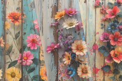 Flowers on Rustic Wood 12 Digital Papers/Posters Product Image 2