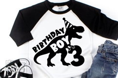 TRex 3rd Birthday Boy SVG - Three Dinosaur Shirt Clipart PNG Product Image 1