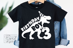 TRex 3rd Birthday Boy SVG - Three Dinosaur Shirt Clipart PNG Product Image 2