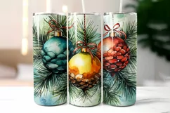 Tumbler Wrap with Watercolour Christmas Bulbs & Pine Branch Product Image 2