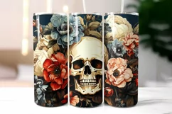 Halloween Floral Scull Tumbler Wrap | Vintage Scull Product Image 2