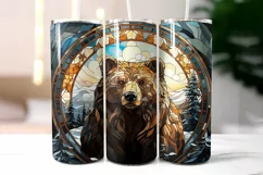 Stained Glass Christmas Bear Tumbler Wrap | Christmas Bear Product Image 2
