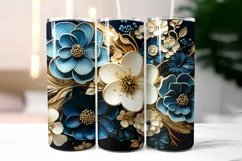 3d Wood Carving Effect Floral Tumbler Wrap | 3d Flowers PNG Product Image 2