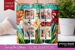 Stained Glass Photo Tumbler PNG - Flowers Picture Tumbler Product Image 1