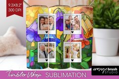 Stained Glass Photo Tumbler PNG - Flowers Picture Tumbler Product Image 1