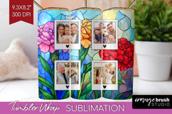 Stained Glass Photo Tumbler PNG - Flowers Picture Tumbler Product Image 1