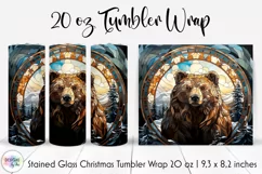 Stained Glass Christmas Bear Tumbler Wrap | Christmas Bear Product Image 1