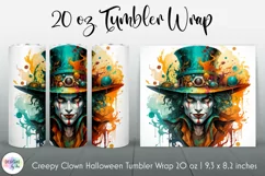 Clown Face Creepy Tumbler Wrap Sublimation | Scary Clown PNG Product Image 1