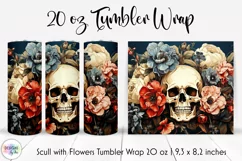 Halloween Floral Scull Tumbler Wrap | Vintage Scull Product Image 1