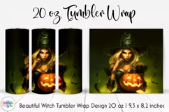 Halloween Witch Tumbler Wrap | Fantasy Beautiful Witch Print Product Image 1