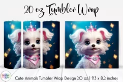 Princess Puppy Tumbler Wrap Sublimation | Little Puppy PNG Product Image 1