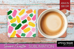 Abstract Fruit Square Coaster - Tutti Frutti Coaster PNG Product Image 1