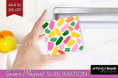 Abstract Fruit Magnet Sublimation - Tutti Frutti Square PNG Product Image 1