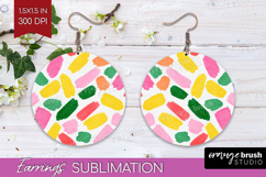 Abstract Fruit Round Earrings - Tutti Frutti PNG Sublimation Product Image 1
