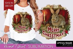 Vintage Christmas Sublimation, Xmas Round Tshirt Background Product Image 1