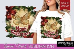 Vintage Christmas Sublimation, Xmas Square Tshirt Background Product Image 1