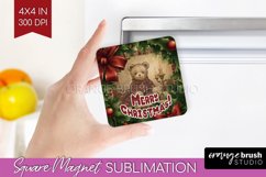 Vintage Christmas Magnet Sublimation - Retro Xmas Magnet PNG Product Image 1