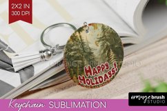 Vintage Christmas Keychain PNG - Xmas Keychain Sublimation Product Image 1
