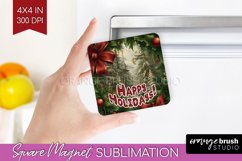 Vintage Christmas Magnet Sublimation - Retro Xmas Magnet PNG Product Image 1