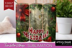 Vintage Christmas Tumbler Wrap - Xmas Tumbler Sublimation Product Image 1
