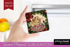 Vintage Christmas Magnet Sublimation - Retro Xmas Magnet PNG Product Image 1