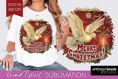 Vintage Christmas Sublimation, Xmas Round Tshirt Background Product Image 1