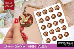 Vintage Christmas Round Sticker - Retro Printable Stickers Product Image 1
