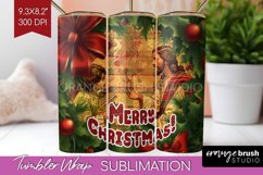 Vintage Christmas Tumbler Wrap - Xmas Tumbler Sublimation Product Image 1