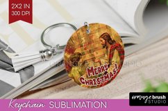 Vintage Christmas Keychain PNG - Xmas Keychain Sublimation Product Image 1