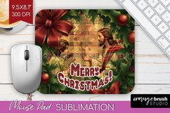 Vintage Christmas Mouse Pad Sublimation - Xmas Mousepad PNG Product Image 1