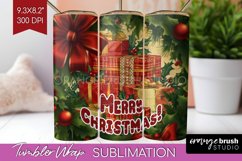 Vintage Christmas Tumbler Wrap - Xmas Tumbler Sublimation Product Image 1
