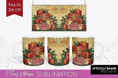 Vintage Christmas Mug Wrap - Retro Xmas 15Oz Mug Sublimation Product Image 1