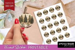 Vintage Christmas Round Sticker - Retro Printable Stickers Product Image 1