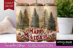 Vintage Christmas Tumbler Wrap - Xmas Tumbler Sublimation Product Image 1