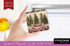 Vintage Christmas Magnet Sublimation - Retro Xmas Magnet PNG Product Image 1