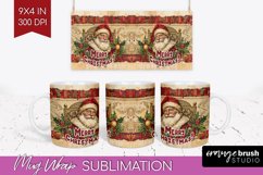 Vintage Christmas Mug Wrap - Retro Xmas 15Oz Mug Sublimation Product Image 1