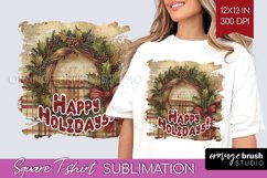 Vintage Christmas Sublimation, Xmas Square Tshirt Background Product Image 1
