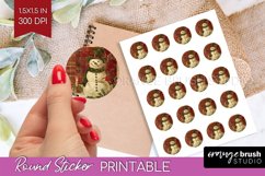 Vintage Christmas Round Sticker - Retro Printable Stickers Product Image 1