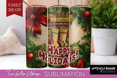 Vintage Christmas Tumbler Wrap - Xmas Tumbler Sublimation Product Image 1