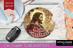 Vintage Christmas Car Coaster PNG - Xmas Coaster Sublimatoin Product Image 1