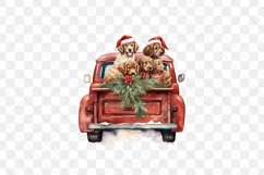Vintage Red Truck With Many Puppies Product Image 2