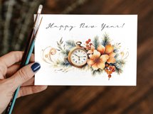 New Year Card Watercolor. Christmas Card Printable PNG Product Image 5