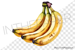Bunch of Three Speckled Yellow Bananas PNG Clipart Fruit Product Image 1