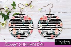 Watercolor Flowers Earrings, Pink Floral Earring Sublimation Product Image 1